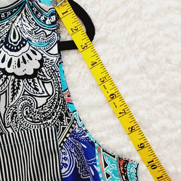 Blouse Size XL Pink Teal Stripe Resort Paisley Artcore Flamboyant Psychedelic - Picture 11 of 16